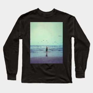 Woman at the Sea Shore Long Sleeve T-Shirt